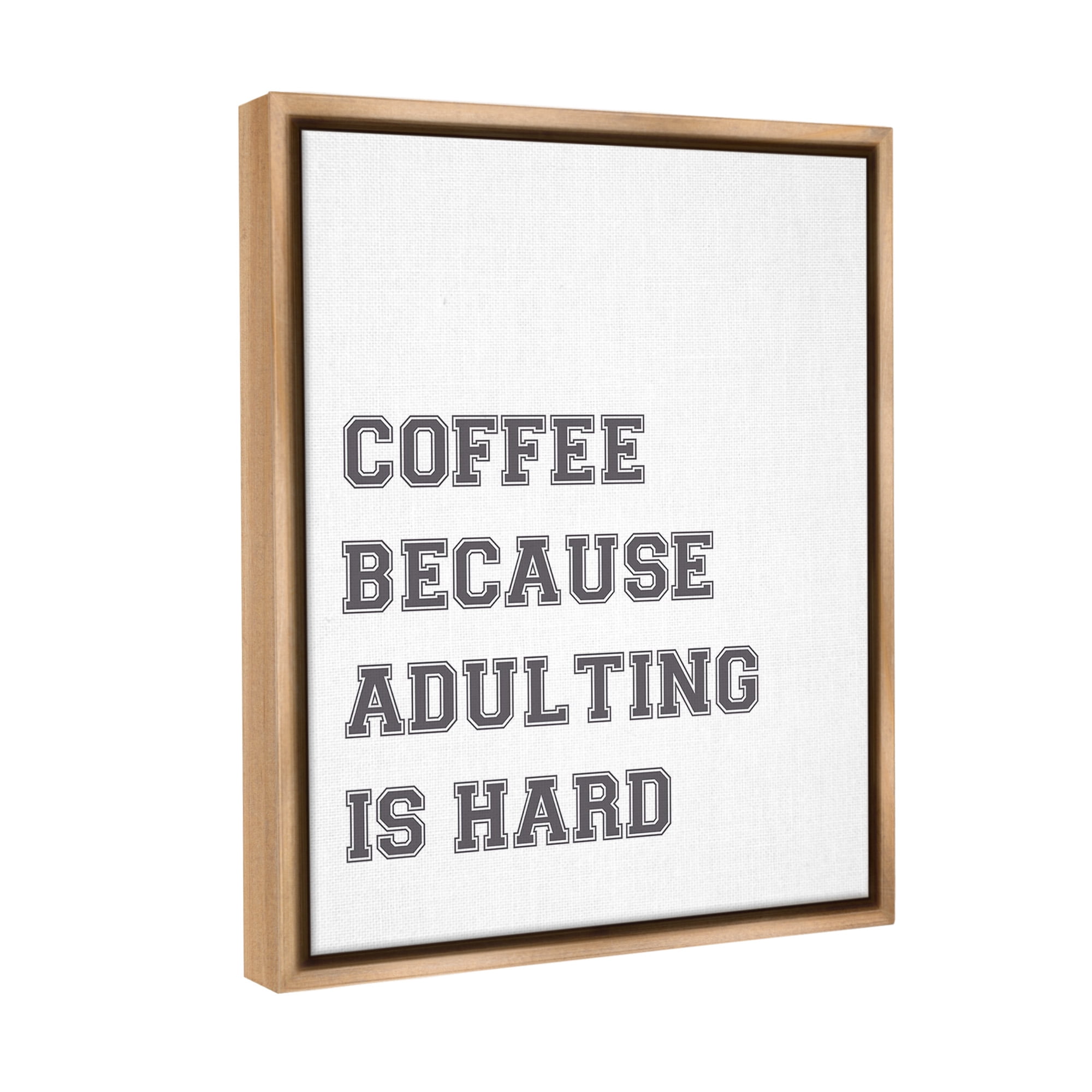 Stupell Industries Funny Adulting Is Hard Food & Beverage Painting Brown Floater Framed Canvas Art Print Wall Art, 25 x 31