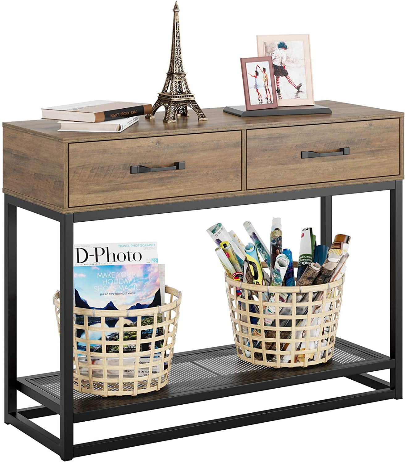 40-inch Console Table, Retro Style Sofa Table, Industrial Console Table ...