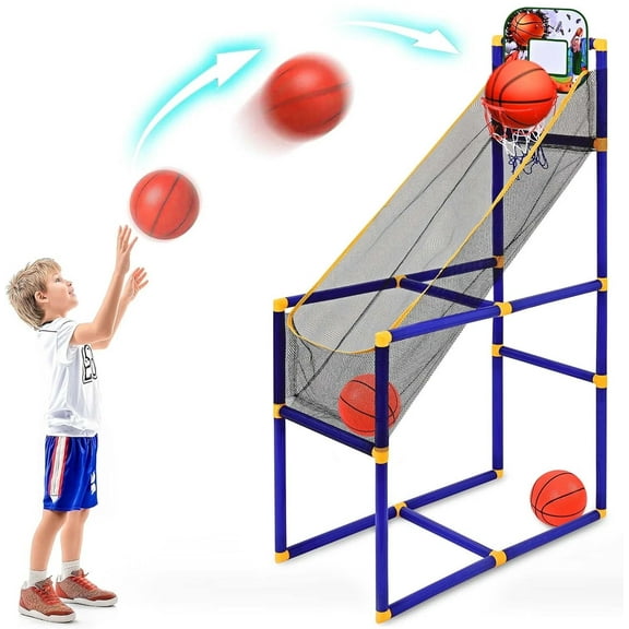 Basketball Hoop & Shooting Game Set for Kids with 4 Balls - Indoor/Outdoor Sports Toys Gift for Toddlers and Children Ages 3-12 Years