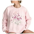 thumbnail image 5 of Tarmeek Long Sleeve Floral Printed Shirts for Women Fashion Loose Round Neck Cute Pink Sweatshirts Pullover Vintage Casual Womens Tops Pink, 5 of 5