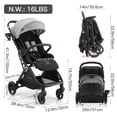 thumbnail image 4 of Gravity Folding Baby Stroller - Portable Toddler Stroller w/ Adjustable Backrest & Canopy, Lightweight and UV Protected Travel Stroller, One-Hand Automatic Folding - Light Gray, 4 of 10