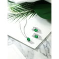 thumbnail image 4 of Gem Stone King 925 Sterling Silver Green Simulated Emerald and White Created Sapphire Pendant and Earrings Jewelry Set for Women (6.95 Cttw, with 18 inch Chain), 4 of 4