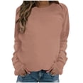 thumbnail image 1 of Qucoqpe - Sudadera informal de manga larga para mujer, cuello redondo, bonito jersey de color liso, corte holgado, en liquidación, 1 of 5