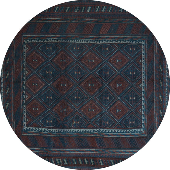 Ahgly Company Indoor Round Southwestern Light Blue Country Area Rugs, 7' Round
