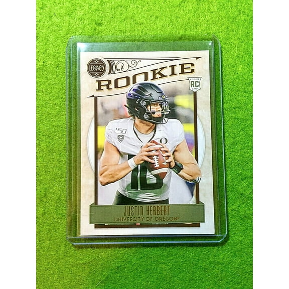 JUSTIN HERBERT LEGACY ROOKIE CARD JERSEY #10 OREGON 2020 Panini TRUE RC CHARGERS