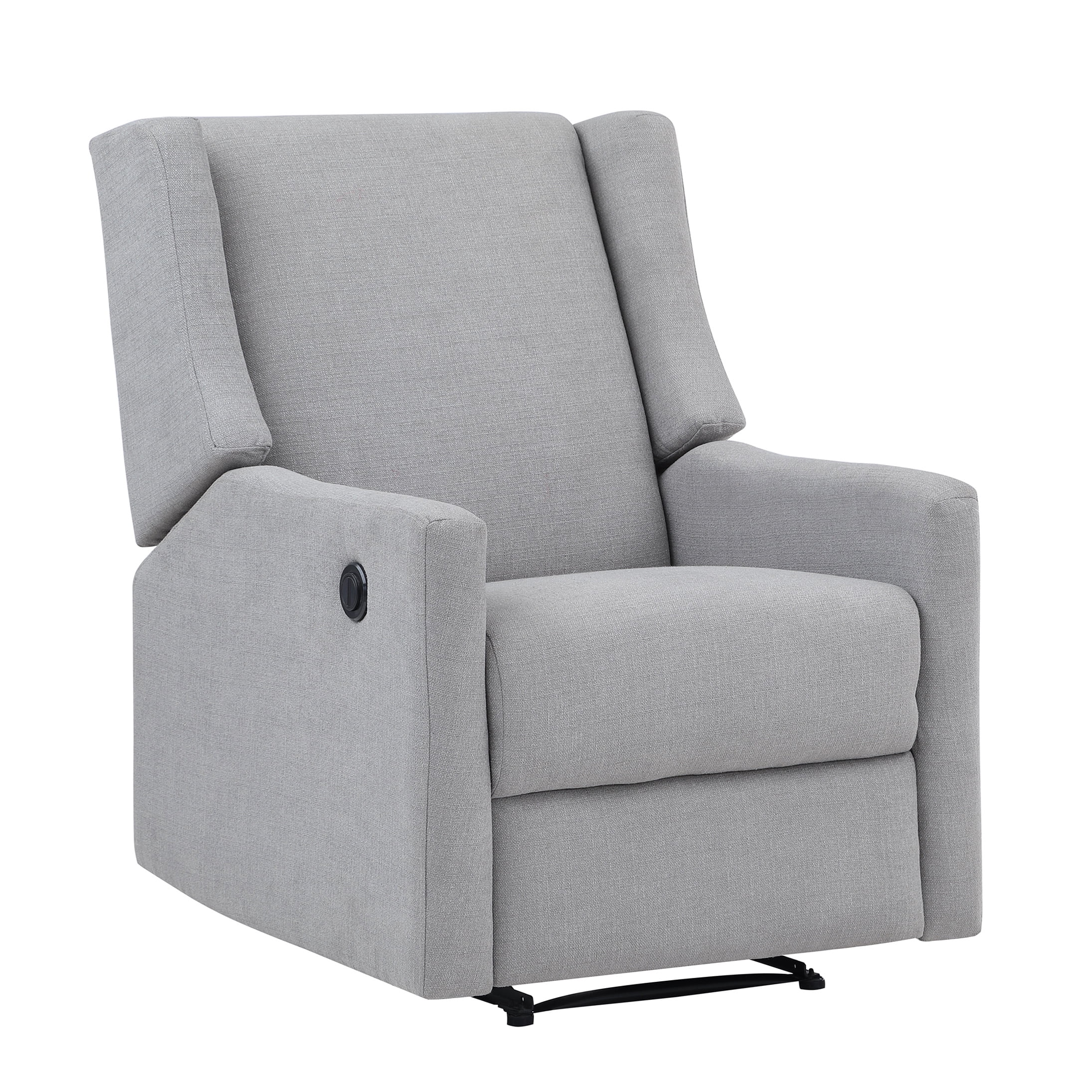 Gray Fabric Power Recliner Chair with Wingback Design, Power Motion Recliner for Living Room, Ergonomic High Back Recliner Chair with Cup Holders, Contemporary Reclining Chair, 300 lbs Capacity