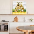 thumbnail image 6 of Sunflower Gnome Framed Canvas Wall Art, Summer Yellow Plaid Truck Wood Grain Wall Art Painting for Living Room Bedroom Home Decor, 12”x12”, Office Artwork Print, 6 of 9