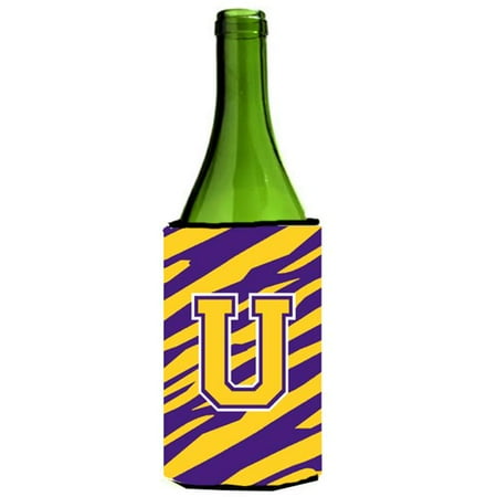 

Carolines Treasures CJ1022-ULITERK Tiger Stripe - Purple Gold Monogram Initial U Wine Bottle Hugger