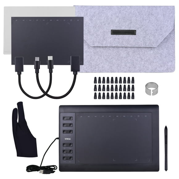 Meterk 10x6 Inch Graphics Drawing Tablet 5080LPI Battery-Free Stylus 8192 Levels Pressure Black