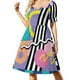 thumbnail image 4 of Vestido playero de manga corta con estampado geométrico abstracto de Memphis de los años 80, elegante, para mujer., 4 of 8