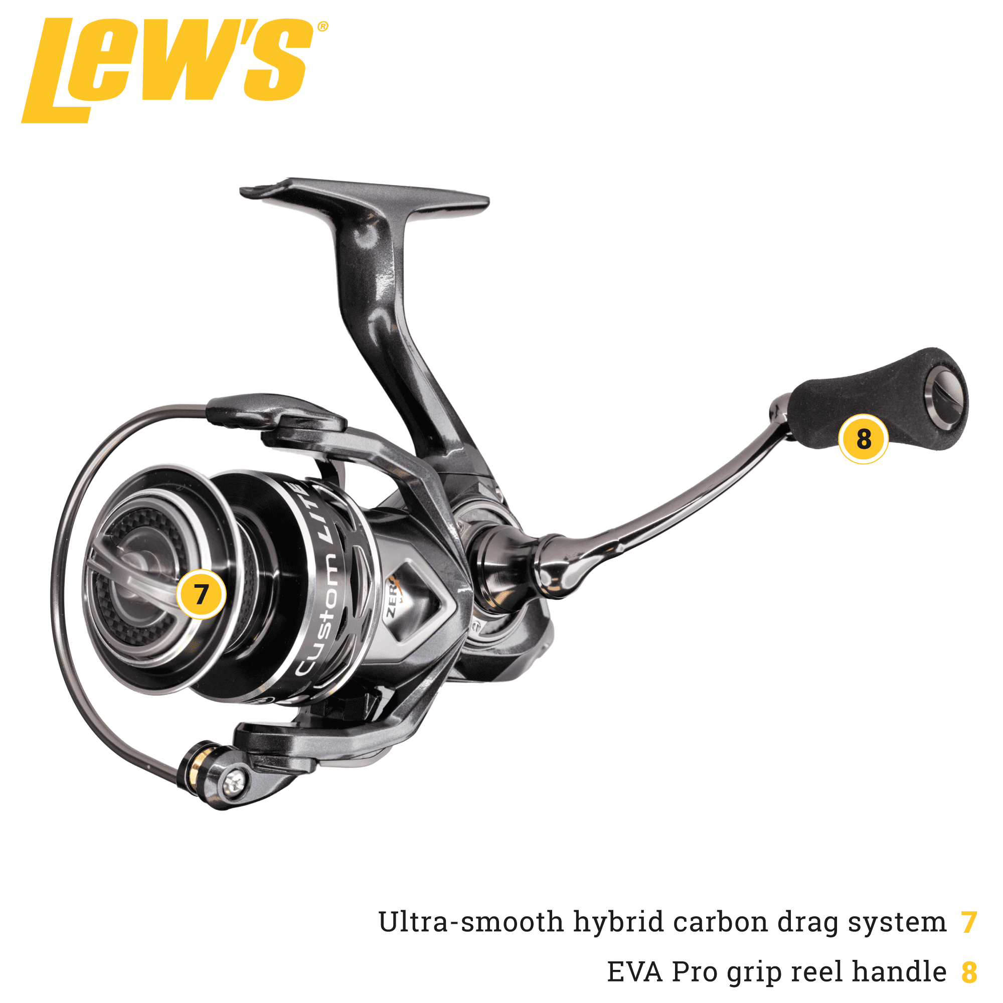 Lew's Custom Lite Series Spinning Fishing Reel, 10+1 Stainless