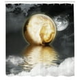thumbnail image 3 of Ambesonne Moon Shower Curtain, Clouds and Greyscale World, 69"Wx84"L, Grey Pale Yellow White, 3 of 3