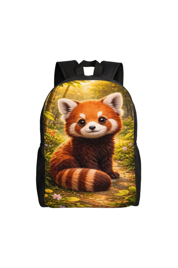 Red Panda Cub Backpack Full Front Print Travel Laptop Bag for Men and Women
