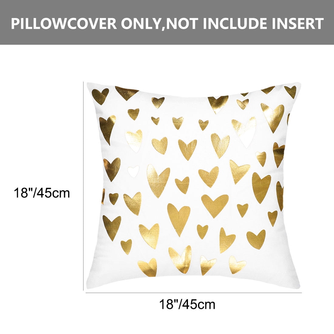 Unique Bargains 2-Pcak Heart Print Polyster Decorative Throw Pillow Cover 18"x18"