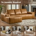 thumbnail image 3 of Ovios 114" Cloud Sectional Sofa, L-Shaped Deep Seat Modular Boneless Couch, No Assembly Required,Brown(Faux Leather), 3 of 11
