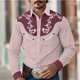 thumbnail image 4 of Camisa de hombre estilo occidental retro con estampado floral, informal, para exteriores, calle, uso diario, primavera y verano, con solapa, manga larga, tallas S-5XL, camisa de tela elástica, 4 of 4