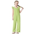 thumbnail image 1 of Diufon Combinaison Fille Manches à Volants Smockée Col Rond Pantalon Été Mignon avec Poches, 1 of 8