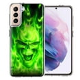thumbnail image 1 of MUNDAZE Samsung Galaxy S21 Plus Green Flaming Skull Double Layer Phone Case Cover, 1 of 3