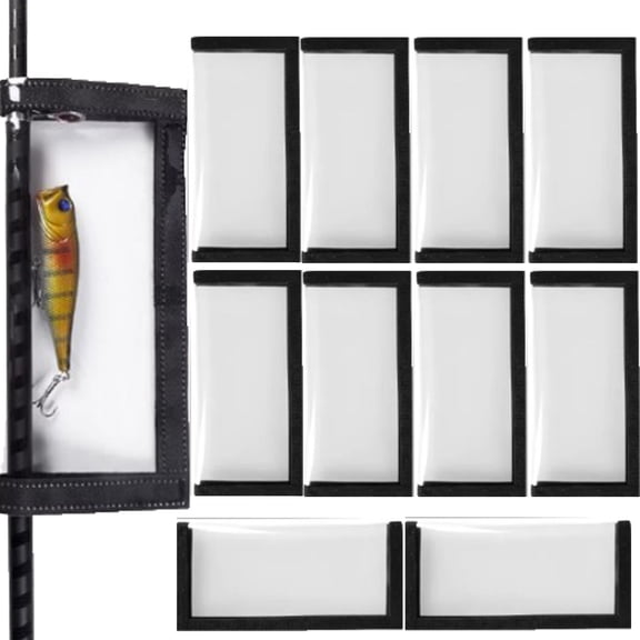 Fishing Lure Wraps 10 Packs - Durable Clear PVC Lure Covers Keeps Fishing Safe Easily See Lures Fishing Hook Covers Bait Storage, Black, L