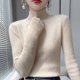 thumbnail image 4 of Suéter de cuello medio para mujer Otoño Invierno Manga larga Cálido Jersey de punto suave Tops, Beige, 4 of 7
