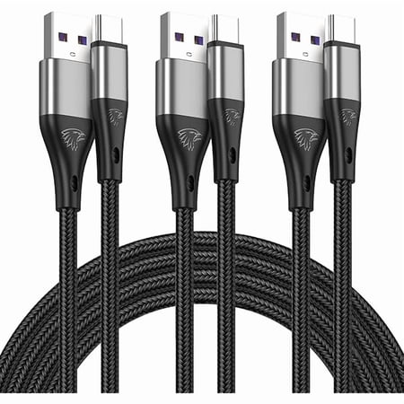 can USB to USB C Cable,3Pack 10ft Premium Nylon Braided Fast Charging,3A Rapid Charger Cord,Long Type C to A Cable Compatible with Samsung Galaxy S22 S21 S20 S10 S9 S8 Plus,Note 20 10 9 8,LG V50 V40
