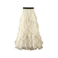 thumbnail image 3 of Women's Summer Waisted Fairy Ruffle Skirt Mid To Long Wavy Mesh Half Skirt Rhinestone Skirt Split Skirts for Women Long Pencil Skirts for Women Womens Midi Skirts Metallic Skirts for Women Swimsuit, 3 of 3