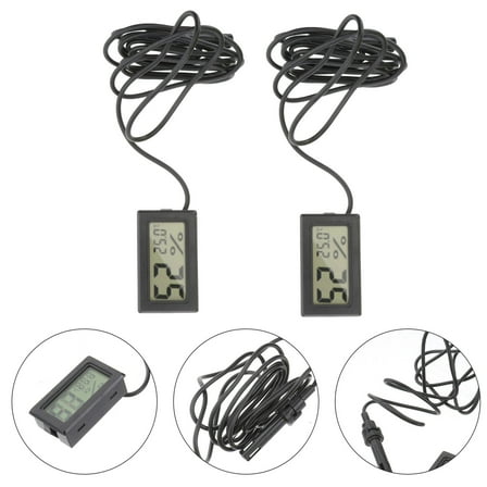 FRCOLOR 2pcs Wire Humidity Gauge Meter Mini LCD Hygrothermograph