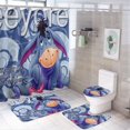 thumbnail image 1 of Juego de baño de cuatro piezas de Eeyore con alfombras antideslizantes, tapa de inodoro suave, elegante cortina de ducha y alfombrilla de baño para decoración del hogar, 1 of 8