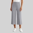 thumbnail image 2 of QATAINLAV Wide Leg Cropped Yoga Pants for Women High Waisted Casual 3/4 Length Workout Pants Summer Loungewear Gray XL, 2 of 7