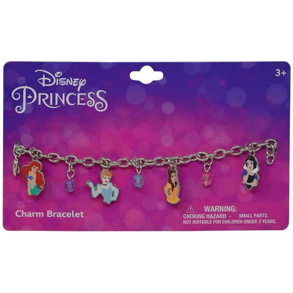 Princess 7" Charm Bracelet on Card with 4 metal charms and 3 beads on Card