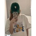 thumbnail image 1 of Women's Regular Size Cartoon Print T-Shirt - Fun Y2K Style, Soft, Short Sleeve, Loose Fit, Machine Washable, White with Colorful Character Design, All Season Fashion | Fun Casual Top | Stylish Comfor, 1 of 6