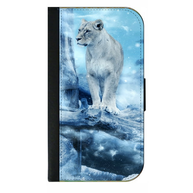 Lioness Animal in the Snow - Galaxy s10p Case - Galaxy s10 Plus Case - Galaxy s10 Plus Wallet Case - s10 Plus Case Wallet - Galaxy s10 Plus Case Wallet - s10 Plus Case Flip Cover