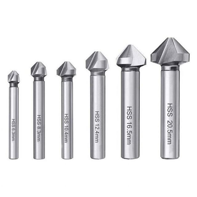 6PCS HSS 6542 Avellanador Avellanador 90° Avellanador Avellanador Brocas helicoidales Cortador de desbarbado cilíndrico para madera Metal PVC Máquina herramienta 6,3/8,3/10,4/12,4/16,5/20,5 mm