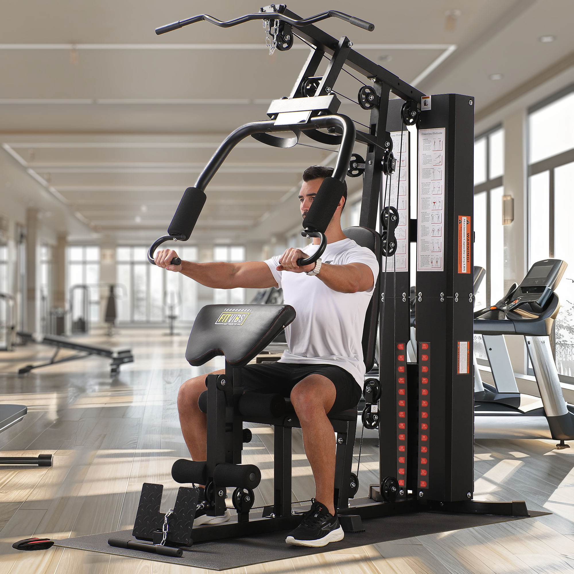 BalanceFrom Multifunctional Home Gym Workout Station with Floor Mat & 160 lb. Weight Stack