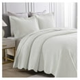 thumbnail image 2 of 3-Piece 100% Cotton Oversized Bedspread Lightweight Quilt Coverlet Embroidery Farmhouse Bedding Set ( Soft White, King (118"x106")), 2 of 8