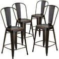 thumbnail image 3 of BizChair Commercial Grade 4 Pack 24" High Distressed Copper Metal Indoor-Outdoor Counter Height Stool with Back, 3 of 15