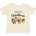 thumbnail image 3 of Inktastic Merry Christmas Cute Sloth with Santa Hat and Lights Boys or Girls Baby T-Shirt, 3 of 5