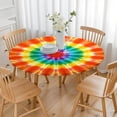 thumbnail image 3 of Rainbow Tie Dye Mandala Pattern Round Fitted Tablecloth with Elastic Edge,Dining Table Cover Waterproof,Outdoor Round Tablecloth for Camping,Dining,Indoor and Outdoor, 3 of 7
