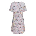 thumbnail image 7 of Dresses for Women Deep V Neck T-Shirt Mini Dresses Fashion Casual Loose Floral Printed Pleated Sundress Beach Vacation Clothes, 7 of 7