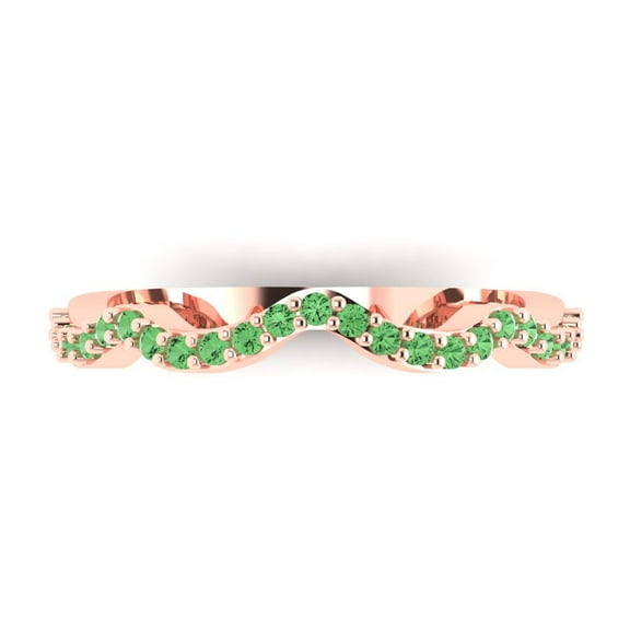 0.23 ctw Wedding Band for Women - 18K Rose Gold Simulated Green Diamond Stackable Eternity Ring