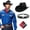 Black, variant on 2-Piece Cowboy Hat & Bandana Set for Men Women, Felt Western Cattleman Hat with Wide Brim, Adjustable Hat Band Rodeo Costume Festival, Black