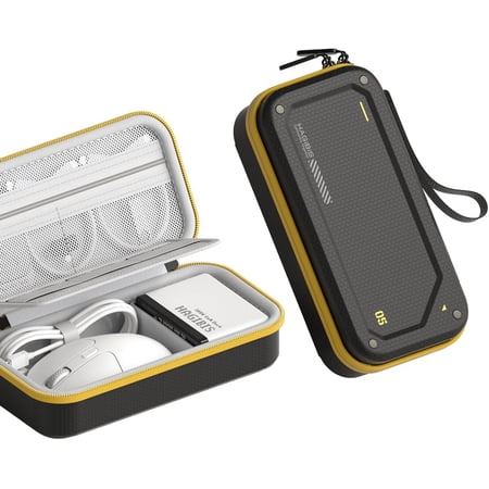 Hagibis Electronic Organizer Traveling Case Bag EVA Hardshell PU Portable Carrying Pouch for Mouse Charger Cables Power Bank SD Cards USB Flash Disks Accessories (Black)