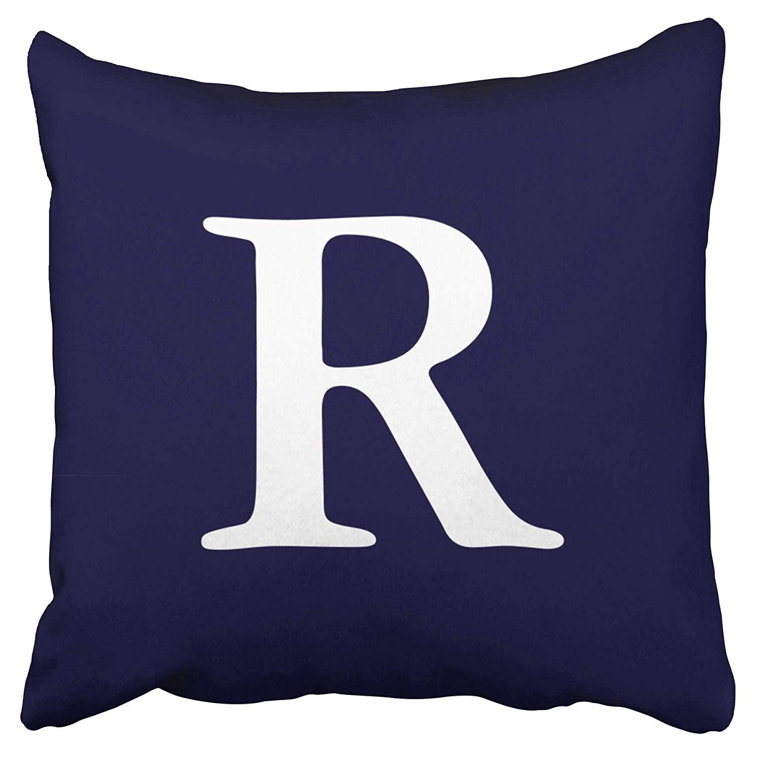 ECCOT Elegant Customize Monogram On Blue Letter R Pillow Case Pillow