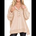 thumbnail image 1 of Sudadera para Mujer, Estilo Informal, de Larga, con Botones y Cuello Henley, Estilo Túnica, para Otoño. Albaricoque M, 1 of 7