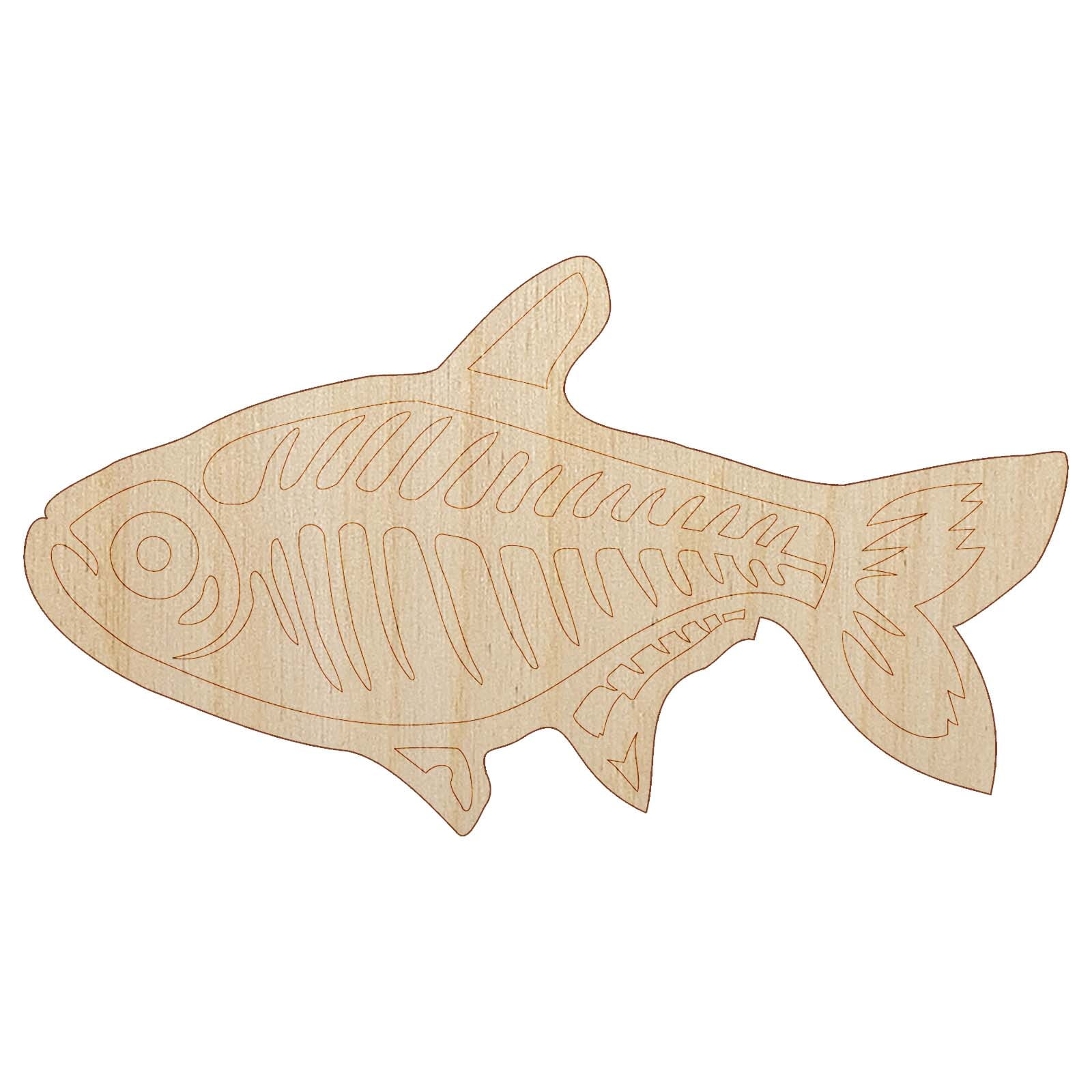 XRay Tetra Skeleton Fish Wood Shape Unfinished Piece Cutout Craft DIY