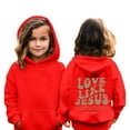 thumbnail image 2 of Aocisk Girls Casual Long Sleeve Oversized Hooded Sweatshirt with Pocket Top Red 5-6 Years, 2 of 9