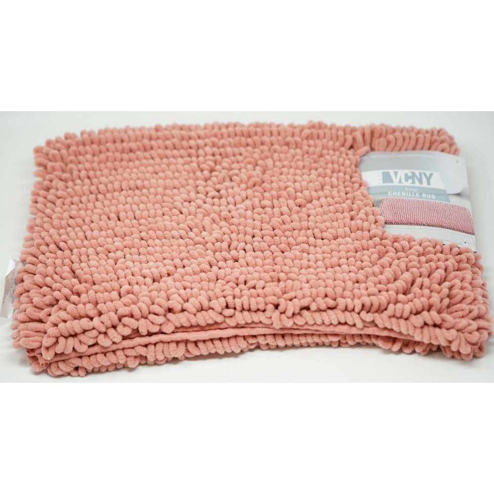 VCNY Home Chenille Loop Braided 17" x 24" Microfiber Bath Rug Coral