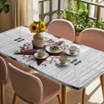 thumbnail image 3 of Texas Star Retro Table Cloths for 6 Foot Rectangle Tables, Vintage Red Wooden Berry Patio Waterproof Elastic Fitted Tablecloths, Washable Rectangular Table Cover for Camping, 3 of 8