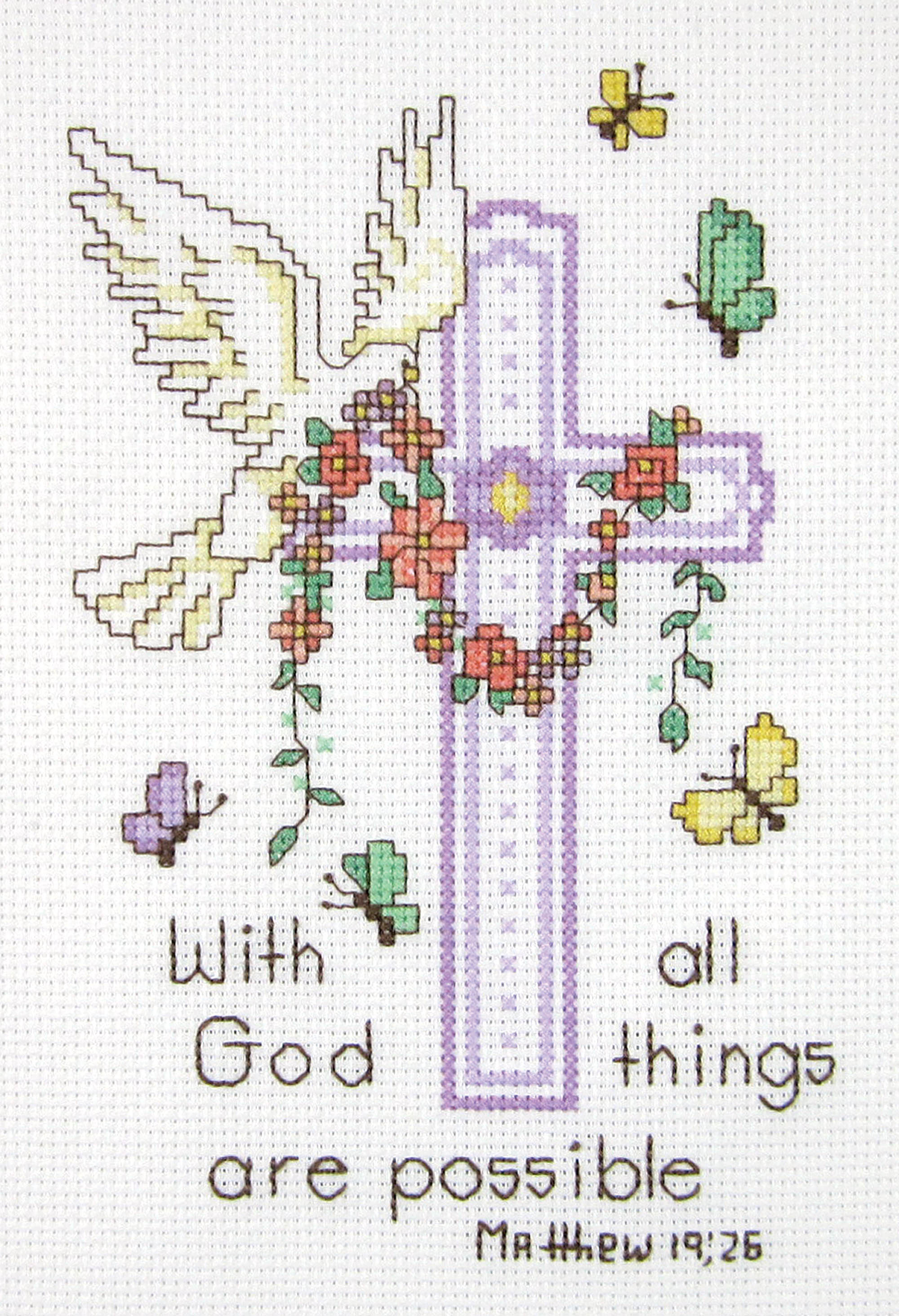 Janlynn 5 X7 With God All Things Are Possible Counted Cross Stitch Kit 14 Count Walmart Com Walmart Com