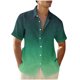 thumbnail image 2 of Camisas de Manga Corta de Botón para Hombre, Blusa de Moda Casual de Impresión de Gradiente de Cuello de Vuelta Hecha de 95% Poliéster 5% Spandex para el Verano, Camisas de Verano para Hombre, 2 of 5